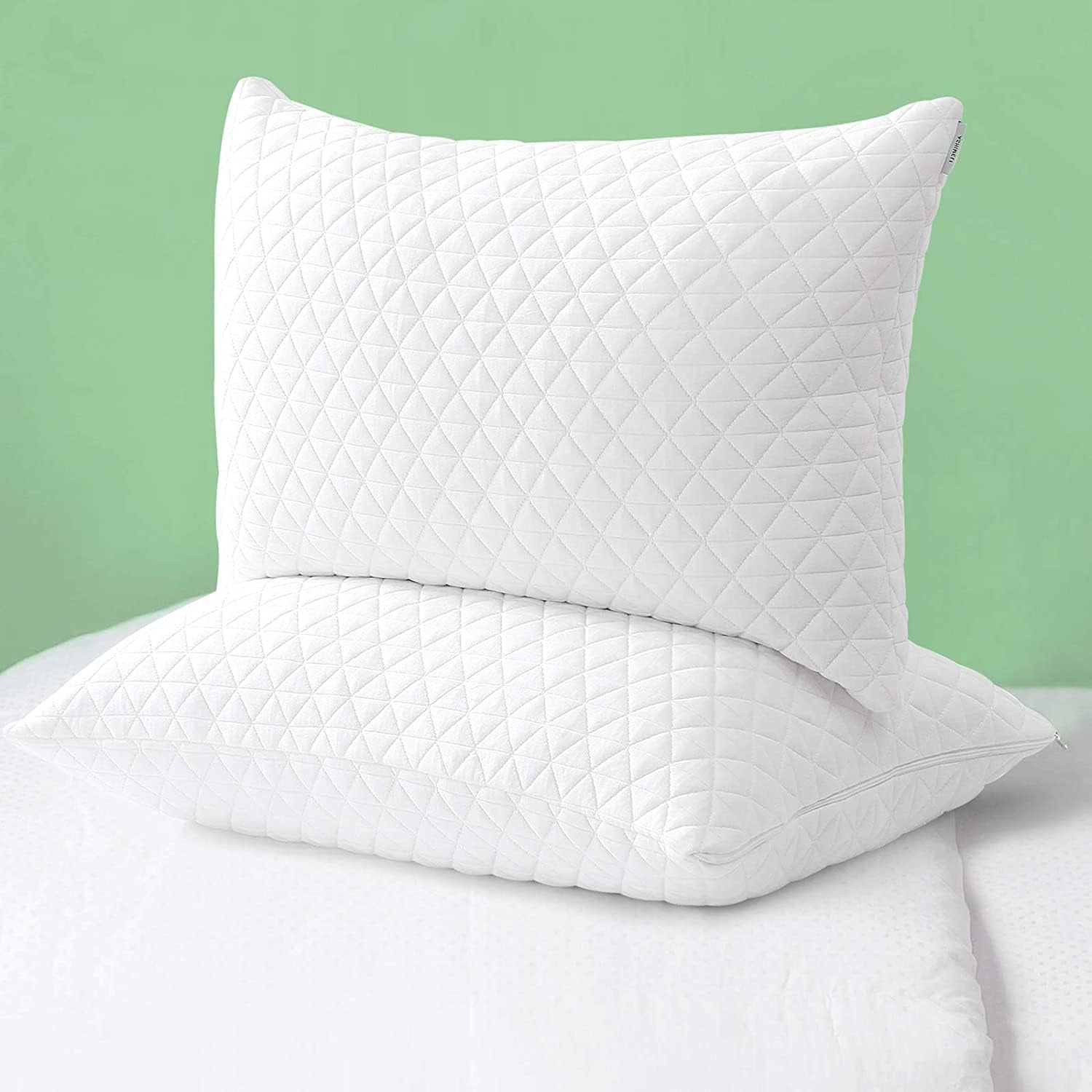 Pillows Queen 2 Pack Shredded Memory Foam Pillows Cooling Adjustablefor Sleeping Good for Side and Back Sleeper with Washable Removable Cover